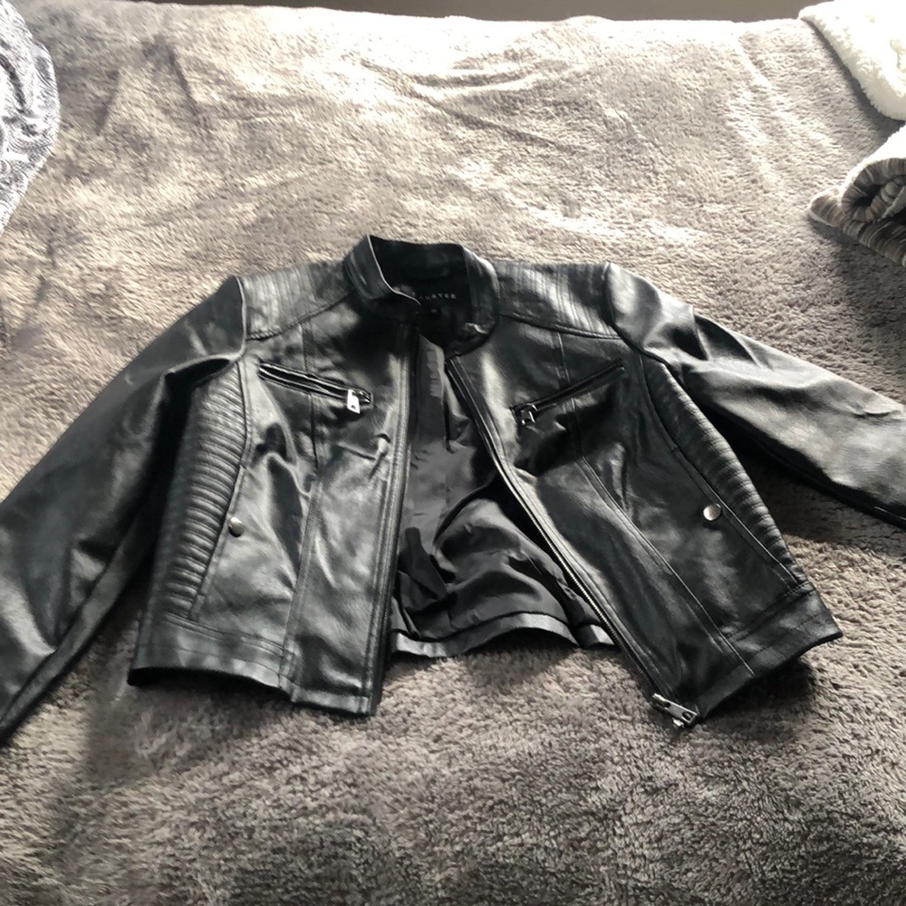 Black Lightweight Faux Leather Jacket